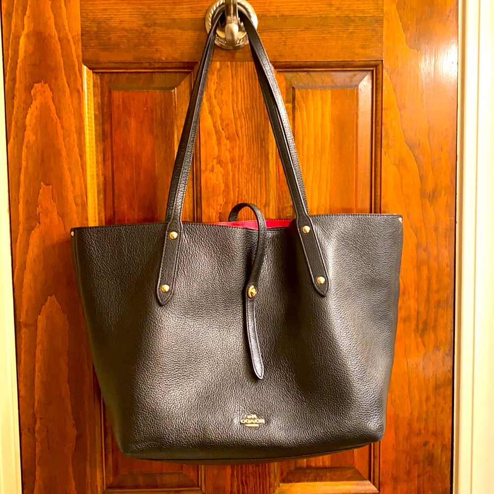 Coach Black Leather Market Tote
